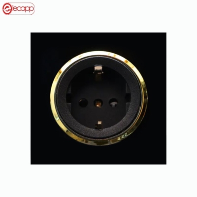 پریز برق ارت دار اسپادانا مشکی زه طلایی