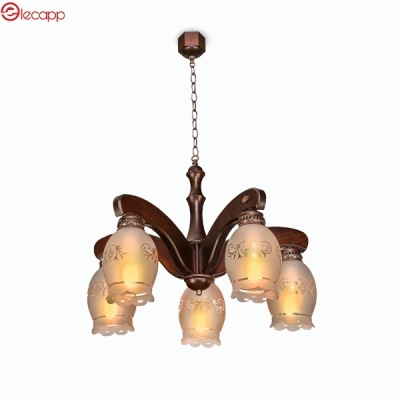 لوستر چوبی پنج شعله مدل افسون کد 5-208