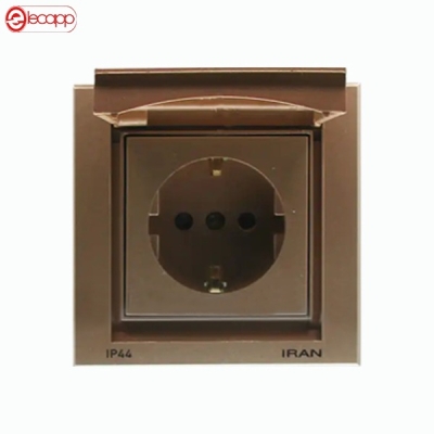 پریز برق ارت دار دربدار IP44 برلیان بژ