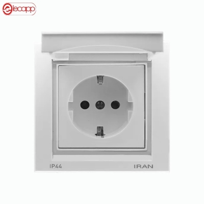 پریز برق ارت دربدار IP44 برلیان سفید