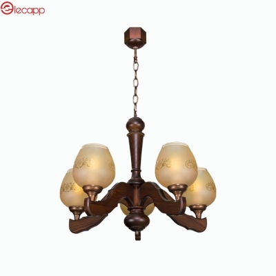 لوستر چوبی پنج شعله مدل کلاسیک کد 5-203